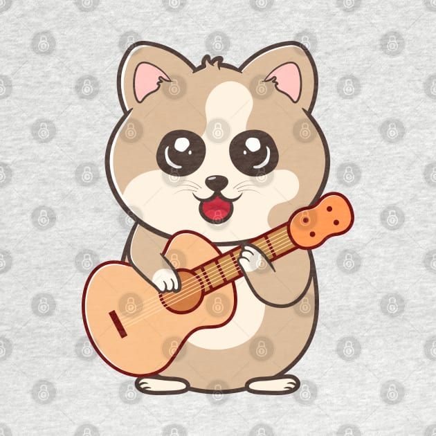 Cute Cat Playing Acoustic Guitar Cartoon by RayanPod